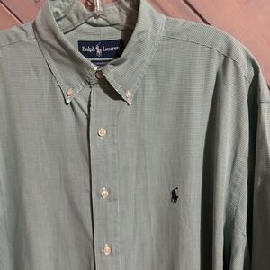 Ralph Lauren Yarmouth Green Gingham Short‎ Sleeve Button Down Shirt Men's